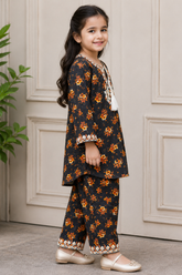 Little Flora Embroidered Co-Ord Set Black